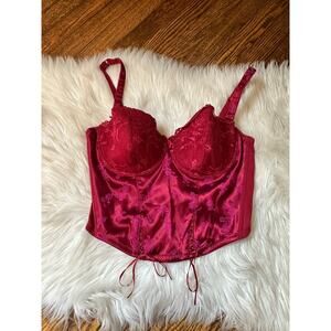 Y2K Corset Lace Satin Floral Tie Top
